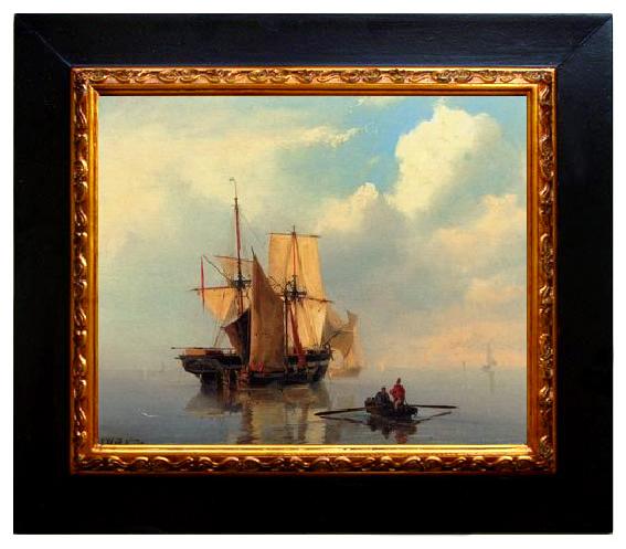 framed  unknow artist Seascape, boats, ships and warships. 120, Ta064